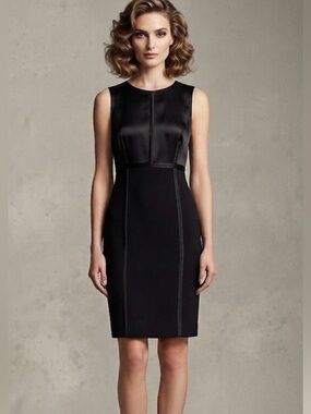 J. Mendel Black Sleeveless Midi Sheath Dress